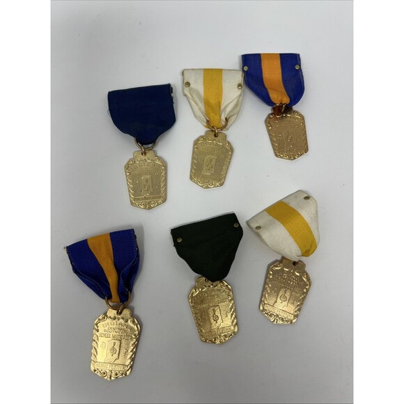 Ensemble Other - Vintage Lot of 6 Indiana Central Southern Music Association Ribbon Medal Award